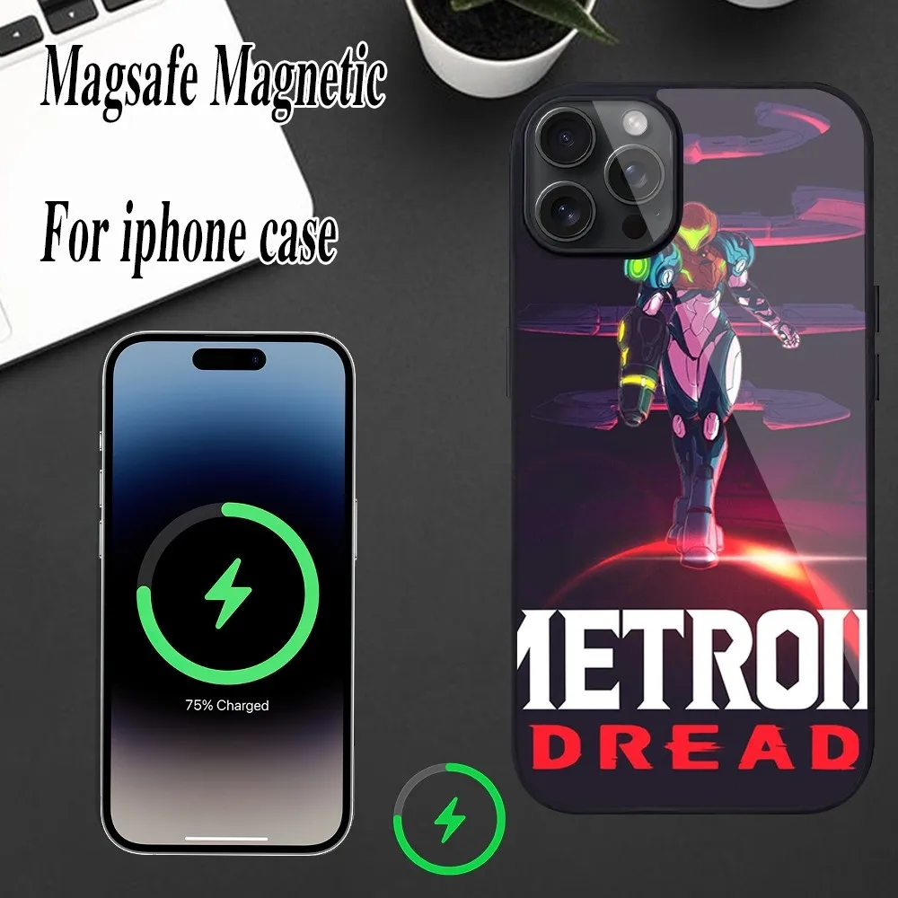 Чехол для телефона Game M-Metroid iPhone Magesafe Magnetic 12 13 15 11 Mini 14 Max Pro Plus