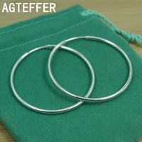 agteffer 925 sterling silver round circle 3550mm hoop earrings for woman wedding engagement party fashion charm jewelry gift