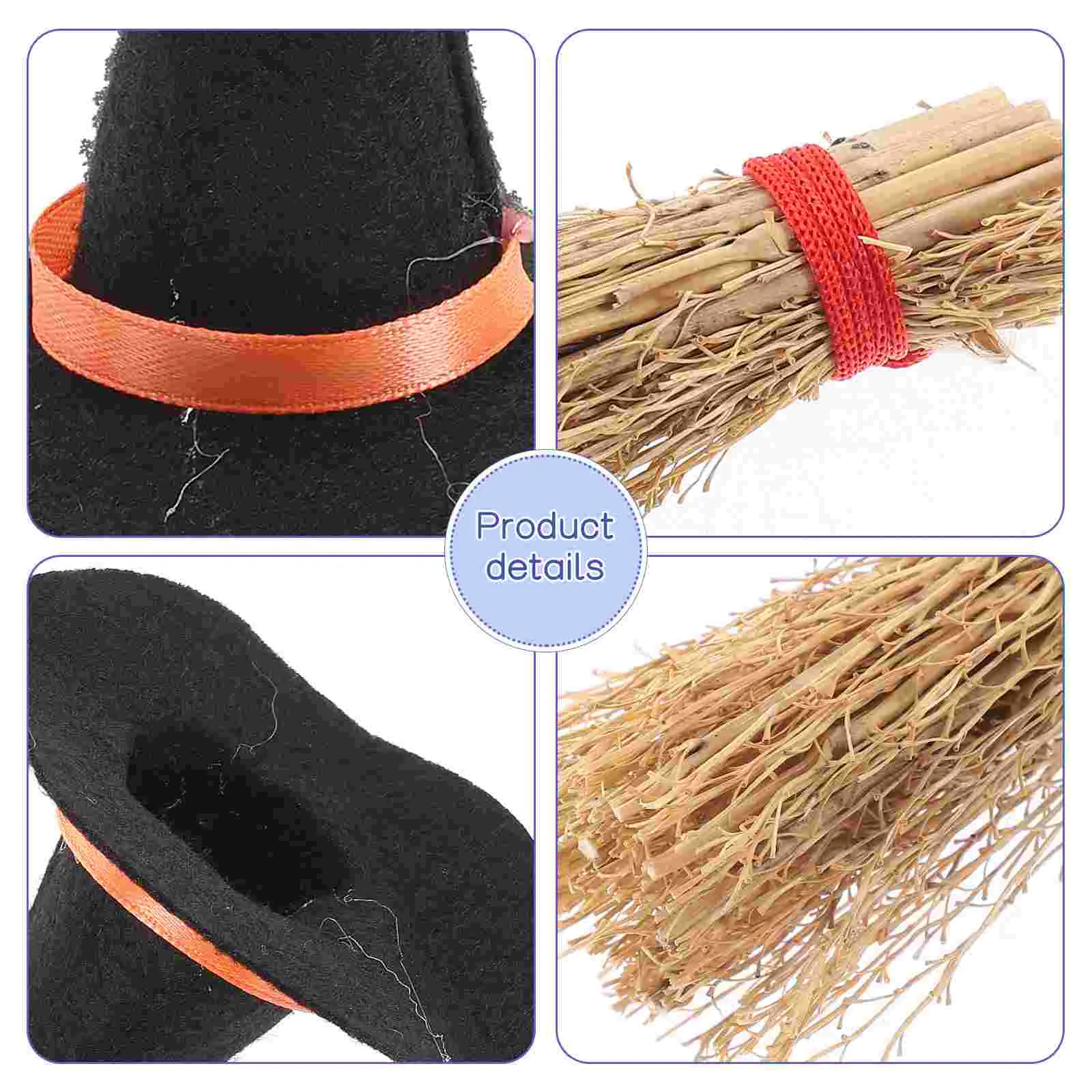 12 шт. мини-шляпа ведьмы метла костюм на Хэллоуин наряд крошечные шапки с