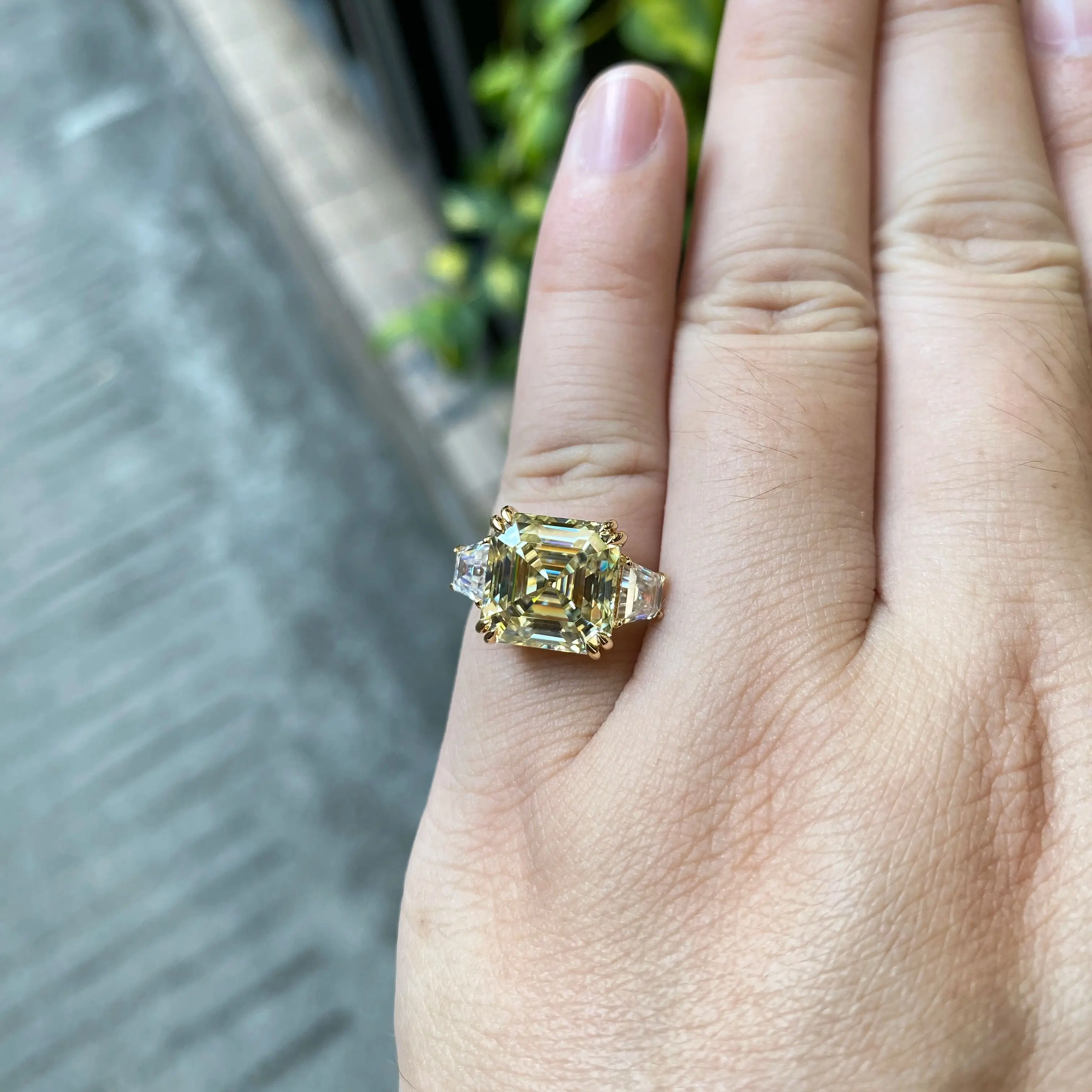 AUAOJEWEL роскошные кольца с желтым муассанитом огранки 5 карат для женщин серебро 925