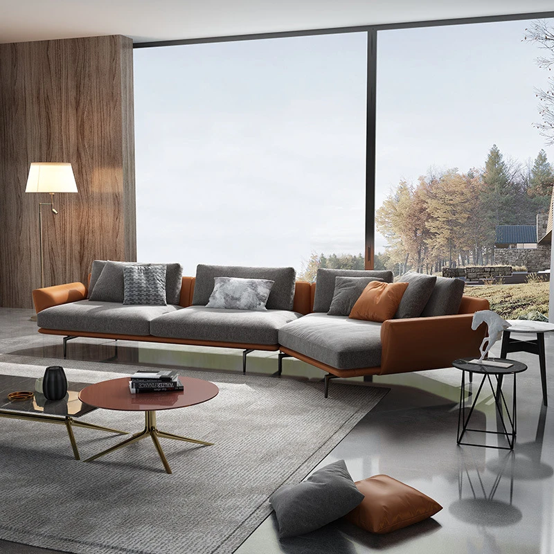 

Nordic Modern Living Room Sofas Leather Nordic Luxury Modular Living Room Sofas Sectional L Shape Divano Home Furniture SR50LS