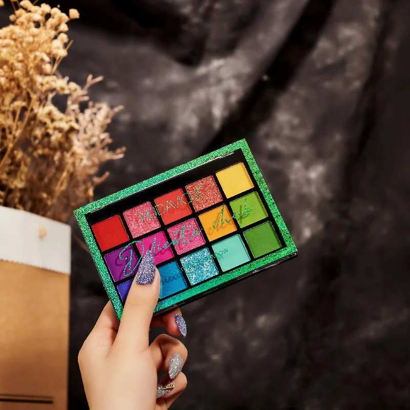 Неоновые тени для век палитра макияжа 15 мерцающие блестящие матовые оттенки Matellic