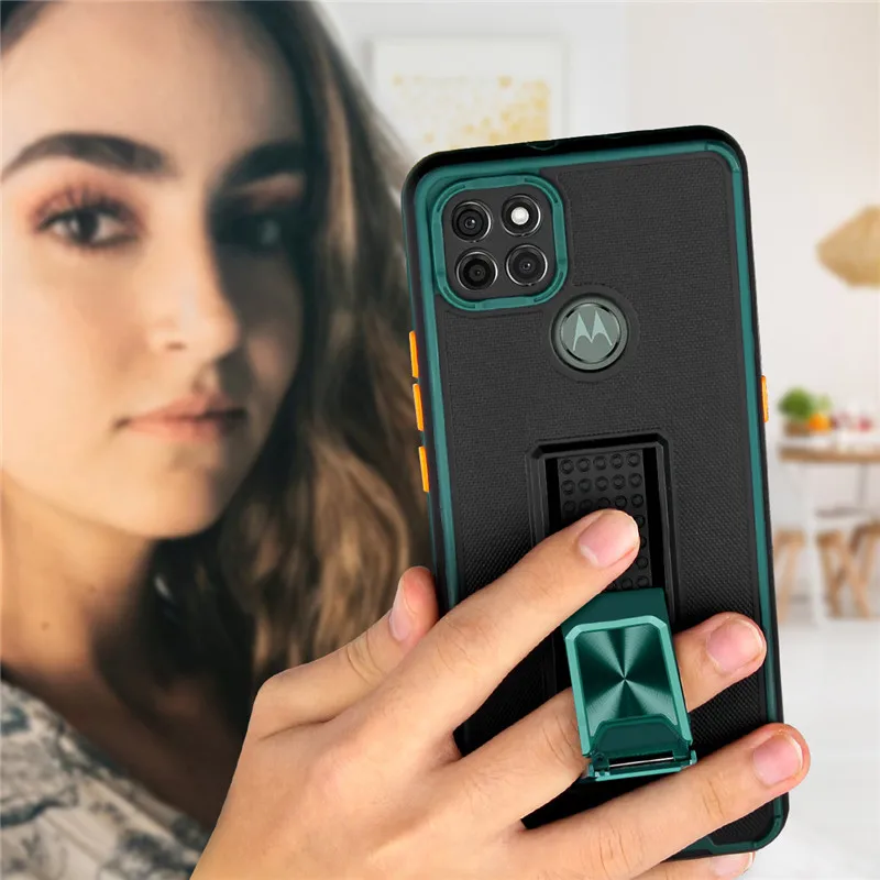 Прочный бронированный чехол для Motorola G9 Plus Play автомобильный магнитный кольцевой