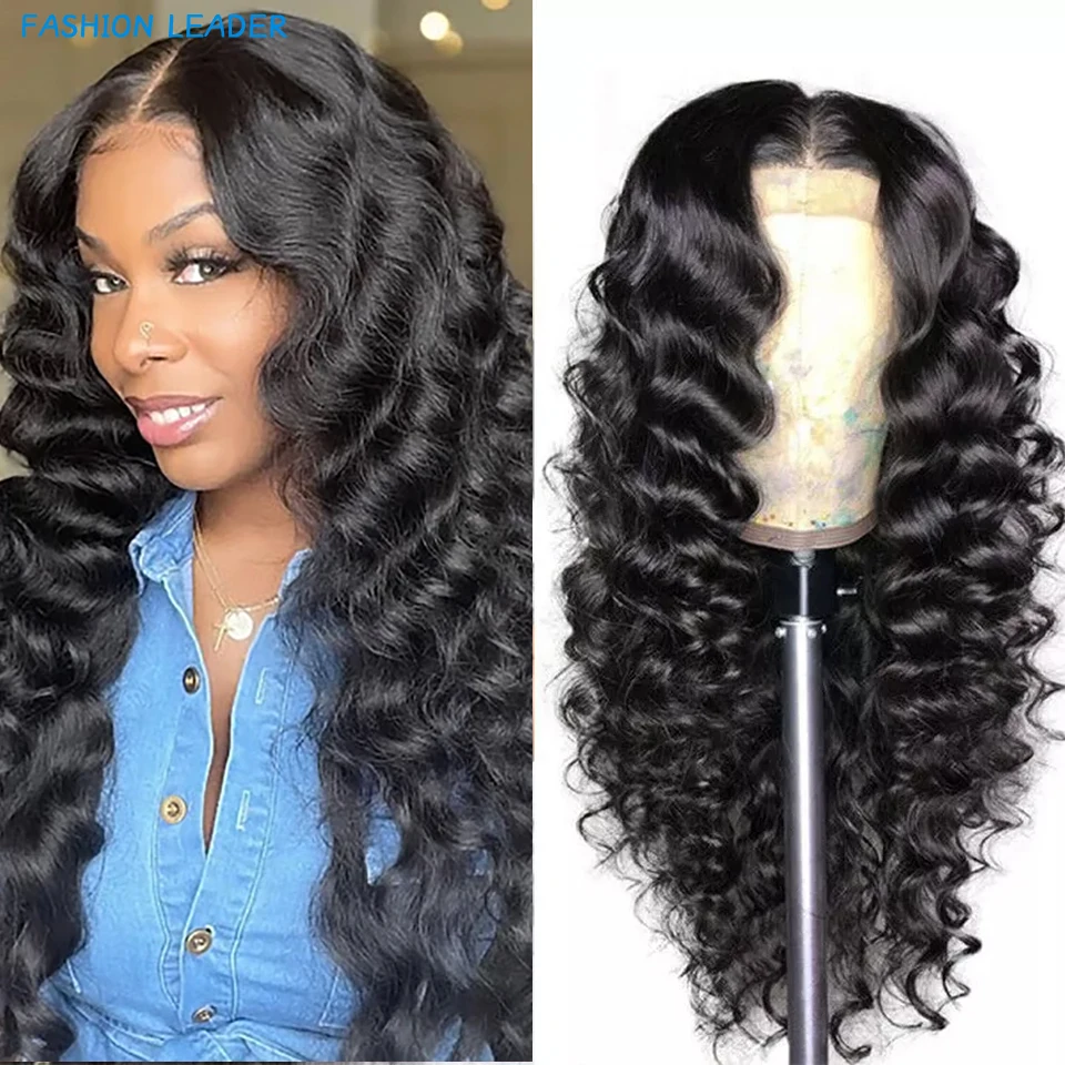 

Loose Deep Wave Lace Front Human Hair Wigs For Women 13X4 Lace Frontal Wig Peruvian Pre Plucked Hairline 4x4 Lace Closure Wig