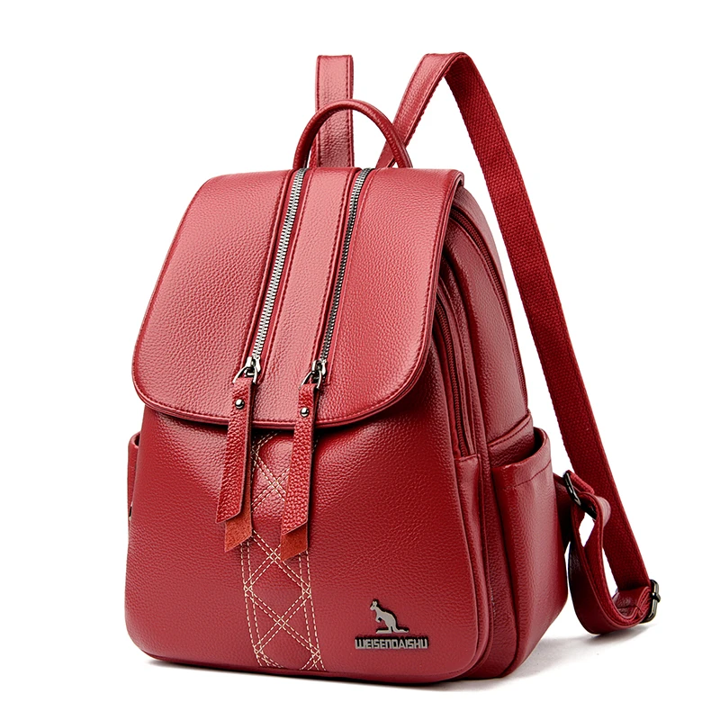

PU Leather Fashion Women Backpack Multifunction Shoulder Bags Large Capacity Girls Quality School Bag Travel Female Backpack Sac