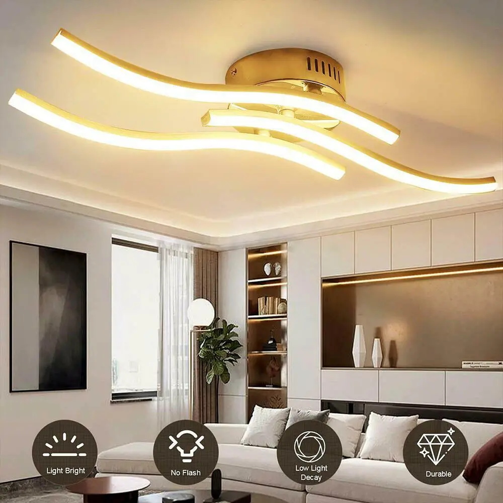 

Energy efficient Bedroom Kitchen Living Room Ceiling Light LED Modern Lights 3 Wave