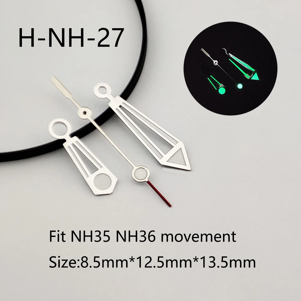 

Зеленые светящиеся стрелки для часов на заказ NH35 NH36 6R, запасные части для механизма Skx007 SPRD