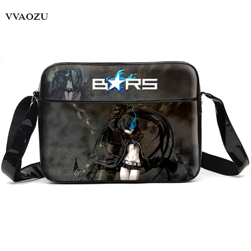 

Black Rock Shooter Unisex Cartoon Anime Cosplay Messenger Bag Waterproof PU Men Women Schoolbag Shoulder Bags Free Shipping