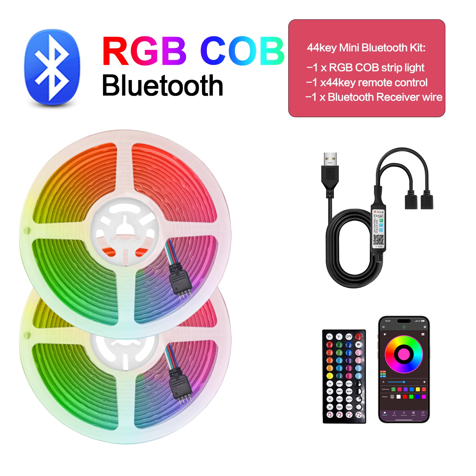 

KISUFU Светодиодная лента RGB 5В Bluetooth 24/44 клавиш