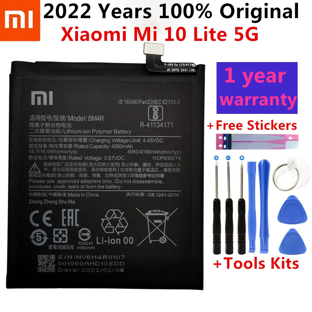 

Xiao Mi Original BM4R Battery For Xiaomi Mi 10 Lite 5G BM4R Genuine Replacement Phone Battery 4160mAh With Free Tools