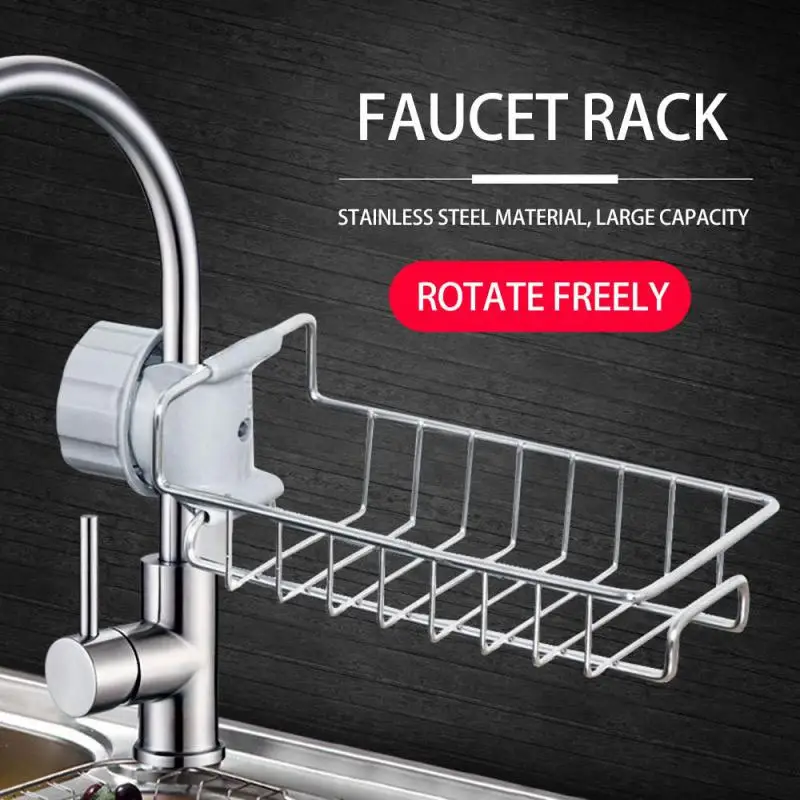 

Faucet Sink Storage Rack Stainless Steel Drain Basket Shower Rod Rack Storage Holders Bathroom Basket for Kitchen Accessories