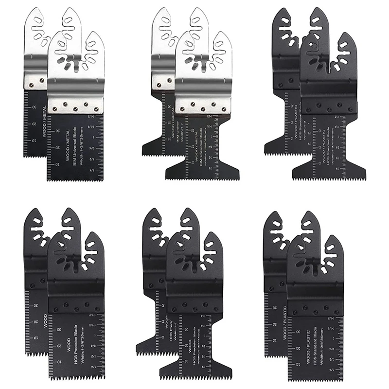 

12 Pcs Oscillating Saw Blades,Metal Wood Multitool Blades Professional Multi Tool Quick Release Oscillating Saw Blades