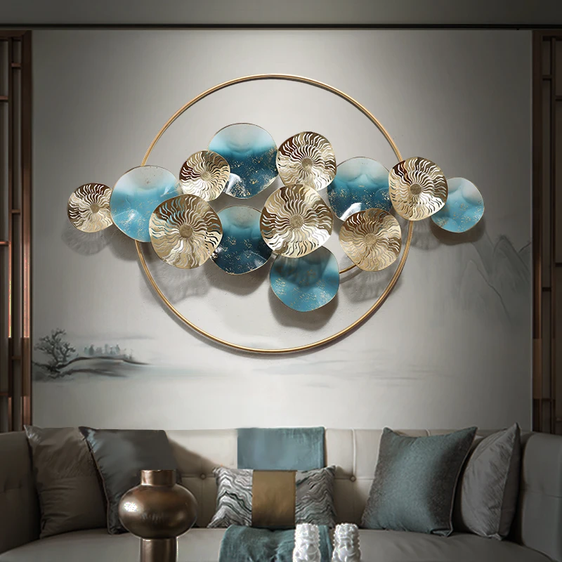 

Современная кованая железная настенная подвесная круглая форма ремесла украшение для дома гостиная 3D настенная наклейка диван фон для фотографий искусственный Декор