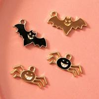 10pcs gold plated enamel spider bat charm for jewerly making bracelet findings pendant necklace earrings accessories craft diy