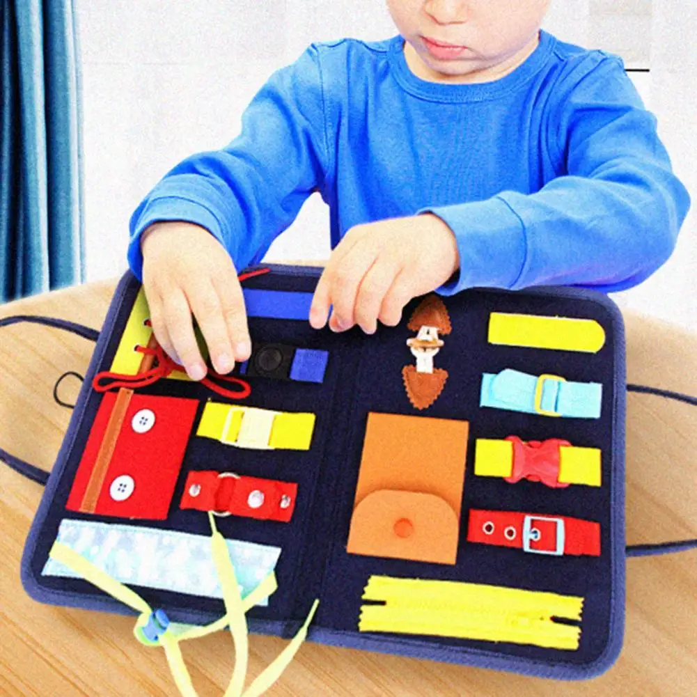 

Kids Toys Baby Busy Board Buckle Training Essential Educational Sensory Board For Toddlers Ntelligence Developing