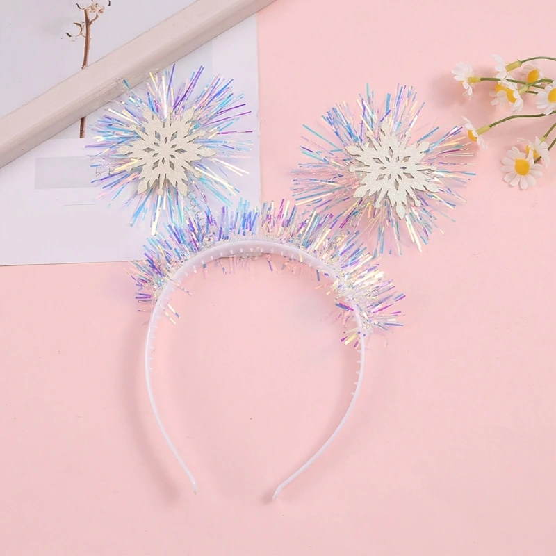 

Dainty Sequins Xmas Snowflake Shape Headband Festival Presents for Family Kids