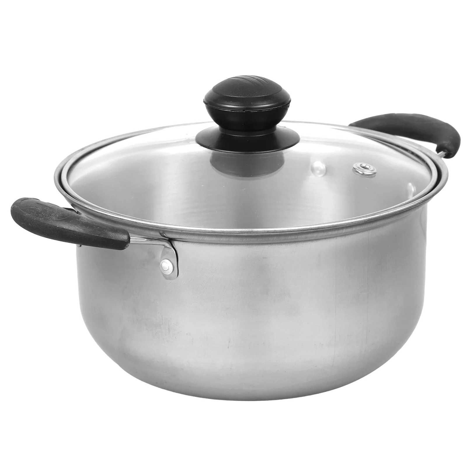 

1pc Stainless Steel Soup Pot Multifunctional Pot Practical Hot Pot with Glass Lid Cooking pots