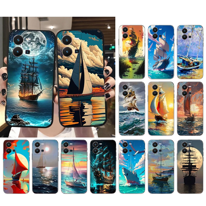 

Sailing Boat Phone Case for VIVO Y53S Y33S Y22S Y11S Y31 Y21 Y70 Y20 Y21S Y72 Y35 Y51 Y01 V23E V21 V23 V21E Funda