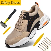 2022 New Mens Steel Toe Safety Shoes Lightweight Breathable Work Shoes for Men Anti-Smashing Non-Slip Construction Work Sneakers