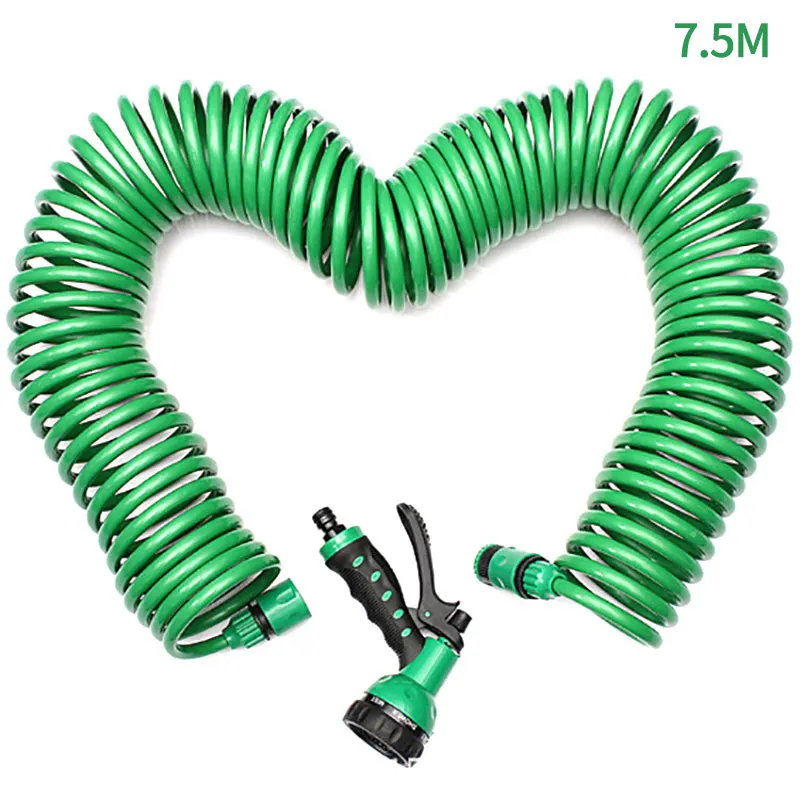 

7.5m Spring Tube Car Washing Expandable Flexible Water Hose Pipe With Spray Gun Garden Hose Flower Lawn Watering Irrigation