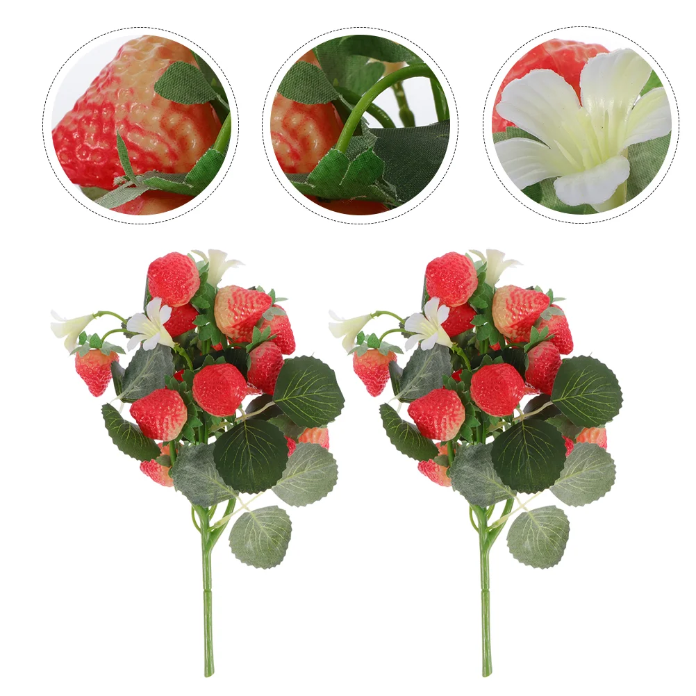 

Strawberry Artificial Decor Fake Flower Flowers Fruit Branch Faux Table Stem Bunch Stems Wedding Branches Centerpieces Floral