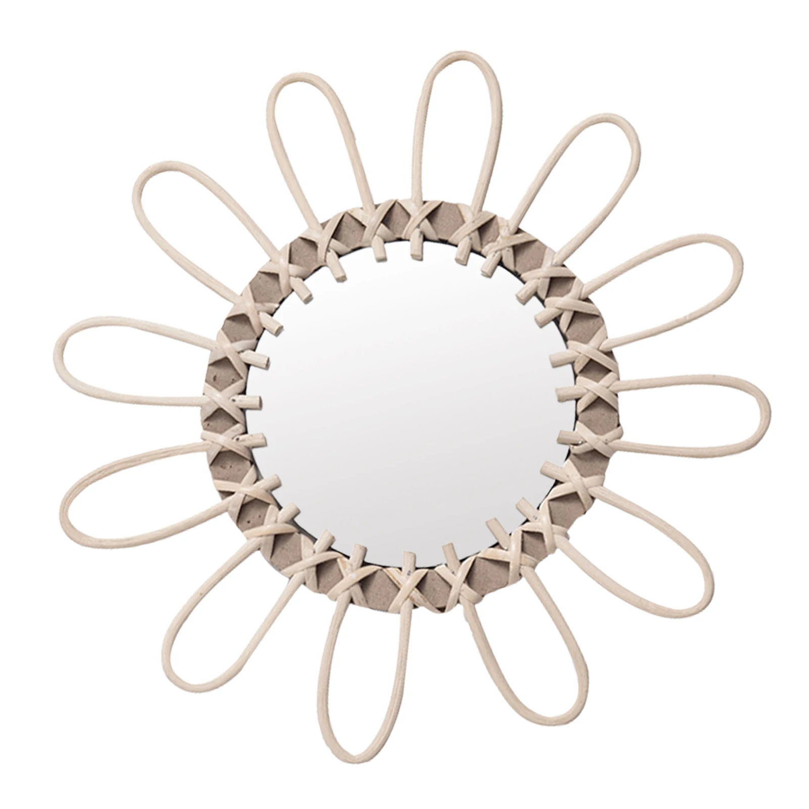 

Round Suower Wall Mirror Wall Mounted Willow Woven Mirror Scandinavian Style Mirror For Apartment Living Room Bedroom Makeup