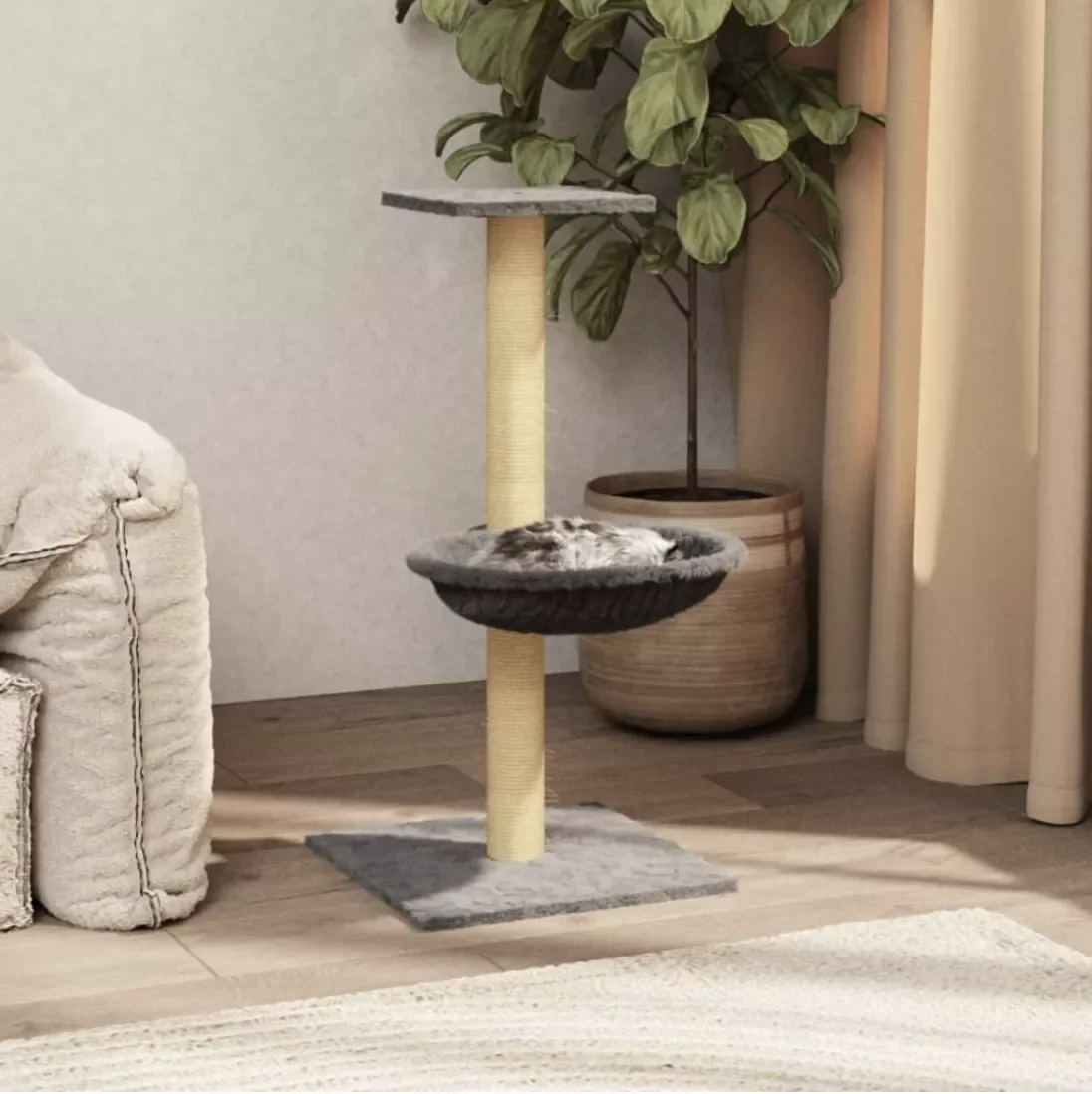 

2023NEW 74 cm Dark Gray sisal Post Scratcher, House Scratching Post, Tree and Tower Toy for , Large Tower at Home for , tree s