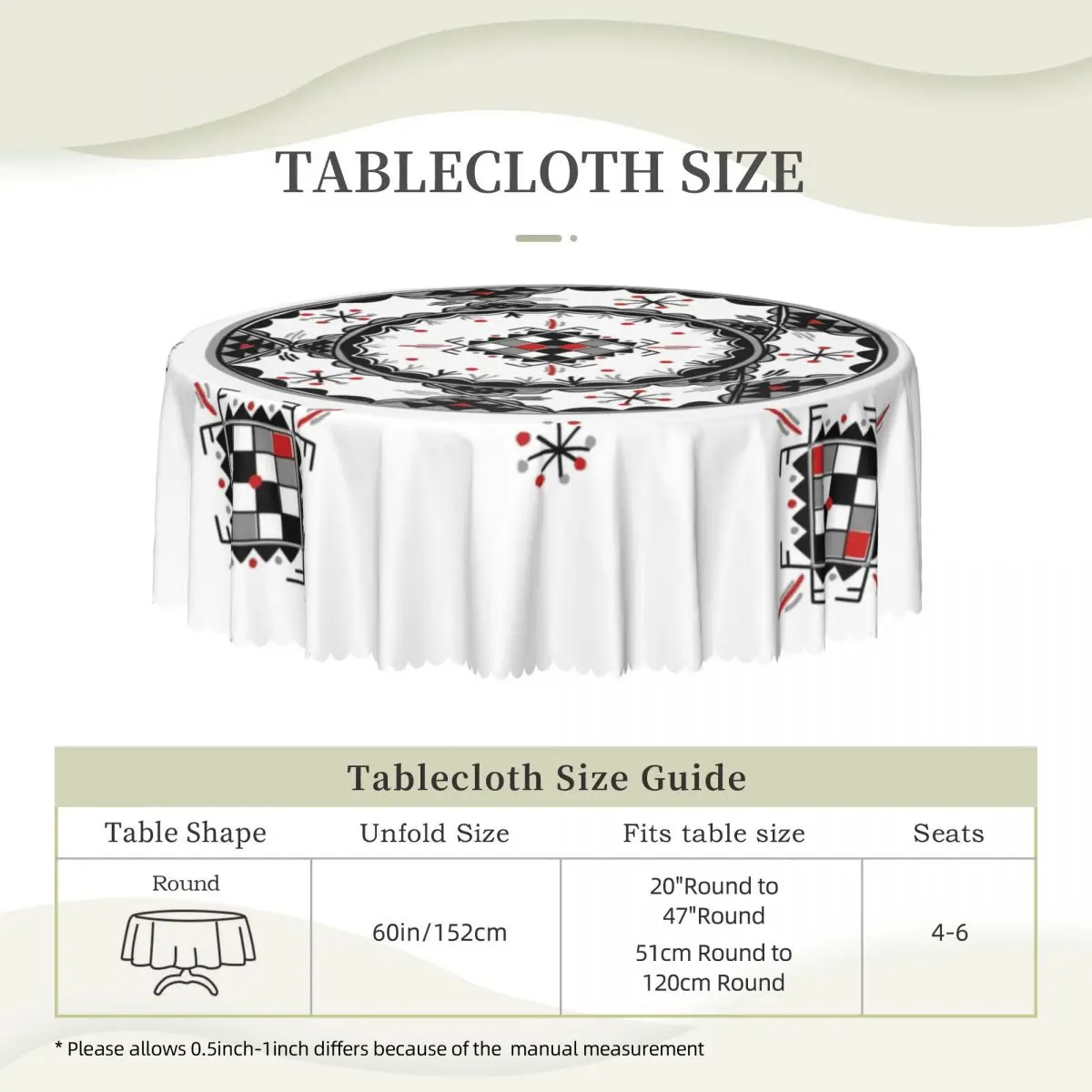 Пользовательская круглая Водонепроницаемая скатерть Kabyle с рисунком керамики