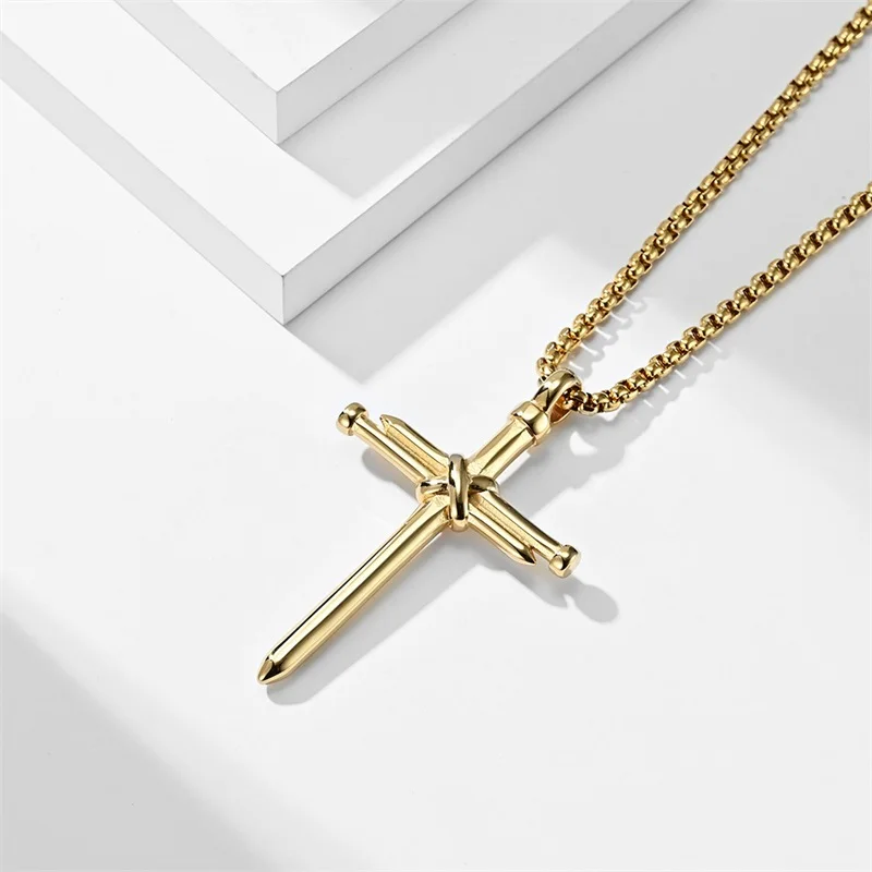 Новинка 2022 ожерелье с крестом христианского Иисуса подлинное покрытое золотом