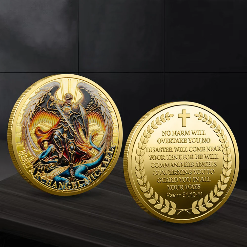 

1 шт., памятная монета Архангела Михаила, ангел-хранитель, счастливая монета, коллекционные праздничные подарки для семьи и друзей