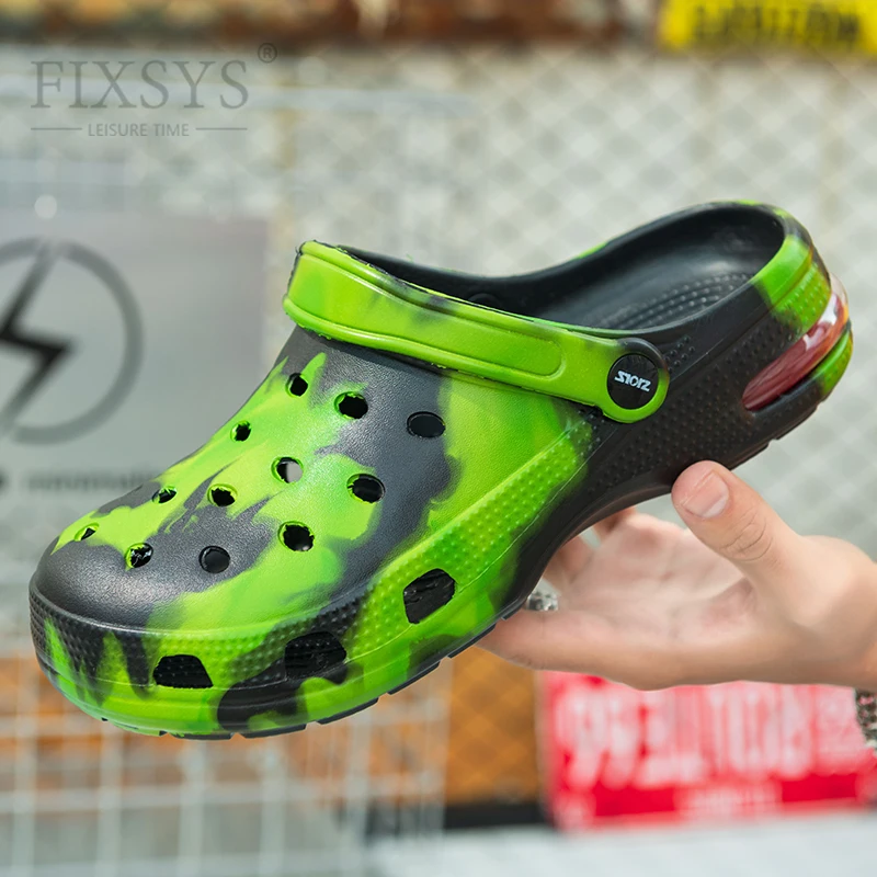

FIXSYS Summer Man Beach Sandals Fashion Garden Shoes Outdoor Men Slippers Hollow Breathable Water Shoes Lightweight Male Slides