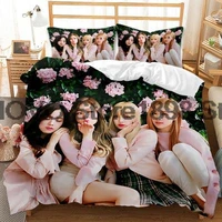 beauty girls lisa jennie bedding set korean girl group duvet cover pink 3d bed quilt cover bed set queen king girls home bedroom