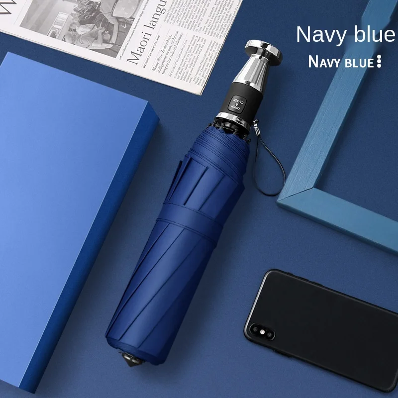 

Прочный деловой большой складной автоматический зонт от дождя и ветра для мужчин и женщин, портативный устойчивый зонт