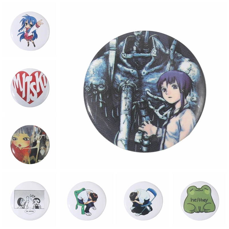 Tinplate Serial Soft Button Pin Jewelry Animation Emotion Brooch Clothes Creative Metal Badge Hat Collar Gift Lapel Pin Parts