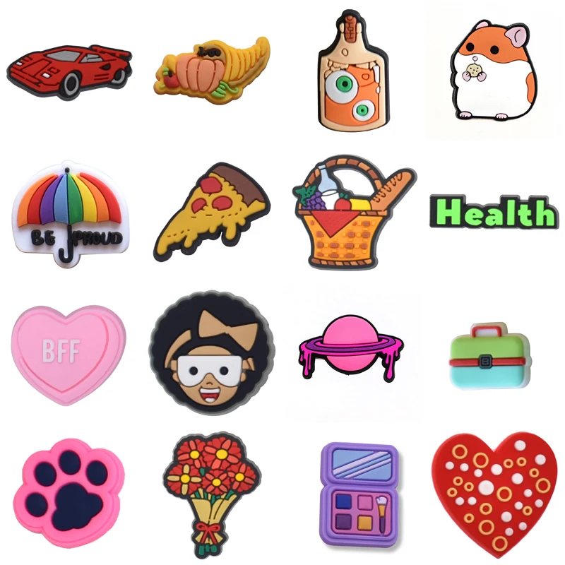 

Hot 1Pcs PVC Shoes Charms Accessories Fit Croc Sandals Wristband Garden Clog Buckle Pins Decorations Boys Girls Party Gifts
