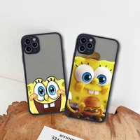 cute spongebob phone case for iphone 13 12 11 pro max mini xs 8 7 plus x se 2020 xr matte transparent cover