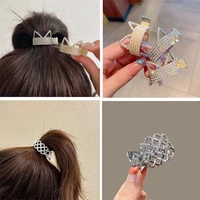 1 pack trend cat ear imitation pearl hair clips ladies girls hair styling tools fashion cutouts cute cat luxury ponytailheadwear