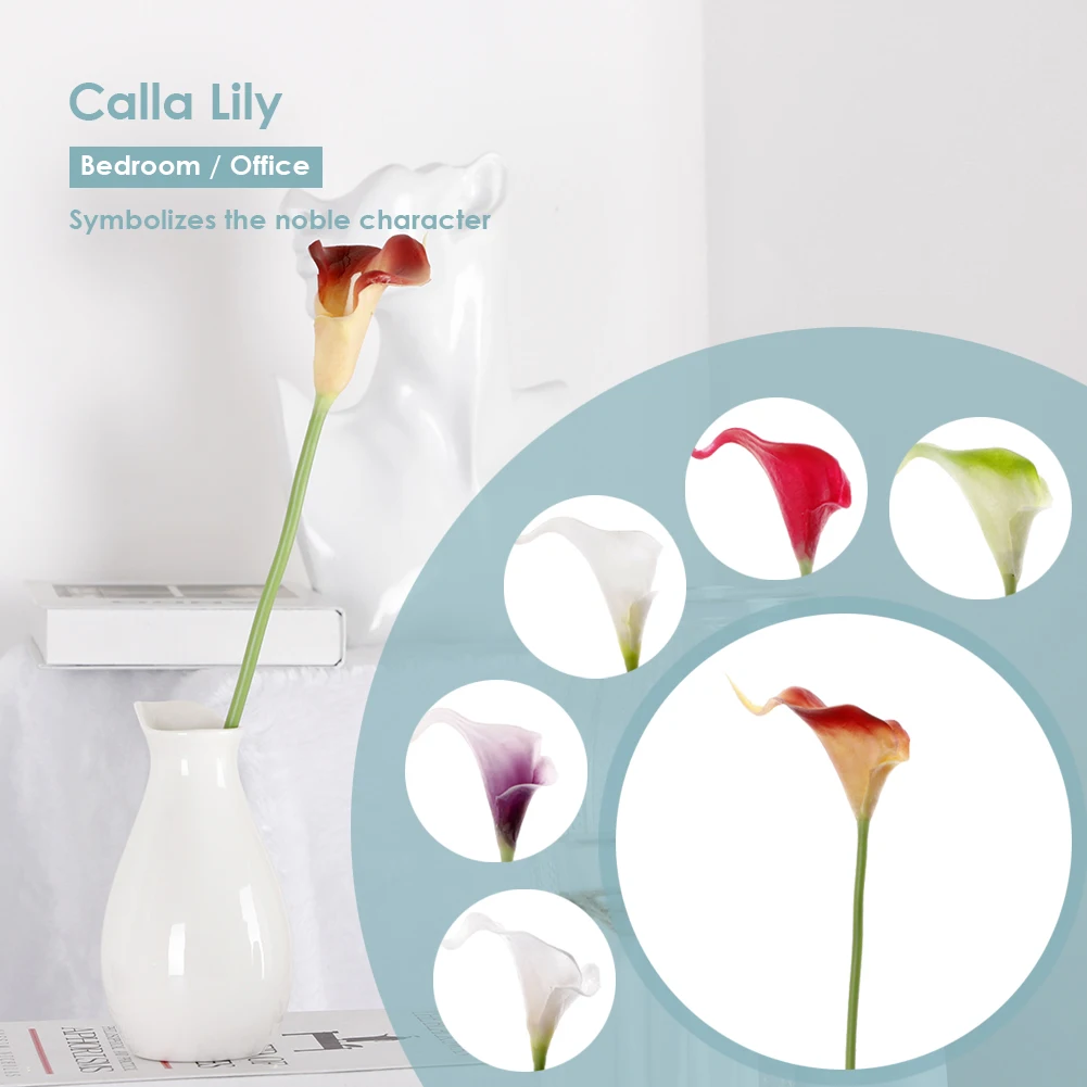 

PU Calla Lily Mini Simulation Fake Flower Artificial Flowers Bride Bouquet Home Party Wedding Decoration Photography Props
