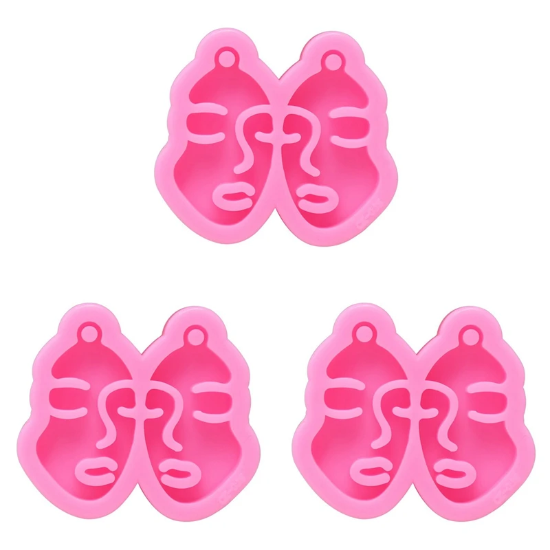 

3X Glossy Girl Face Earring Mold Resin Silicone Mold DIY Epoxy Mould Decoration Keychain