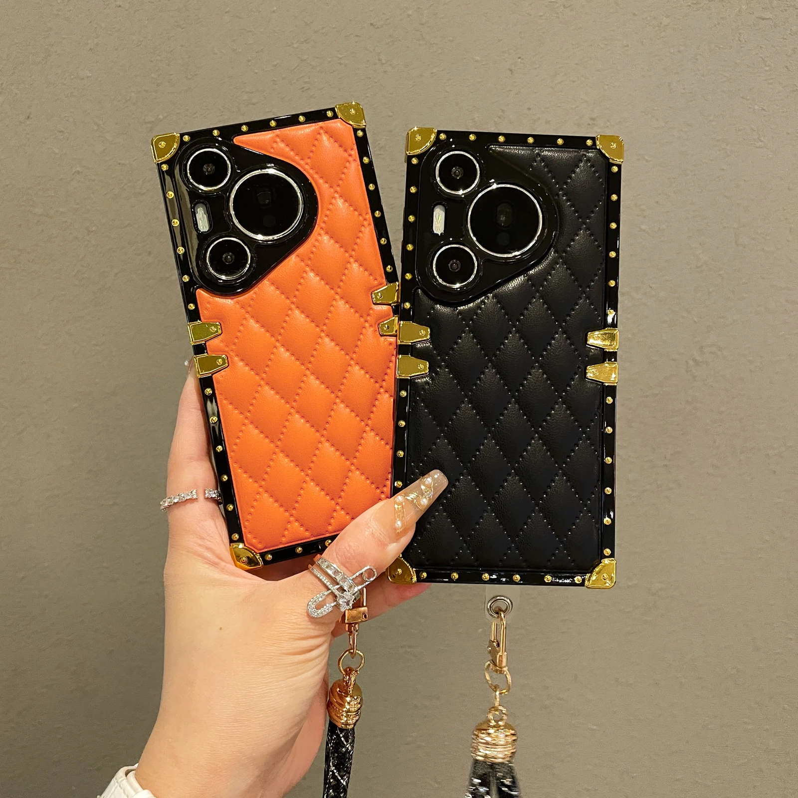 Противоударный кожаный чехол с геометрическим рисунком для Huawei Pura 70 Pro защитный