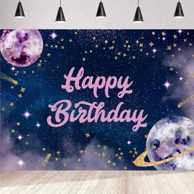 Фон для космической фотографии фиолетовая планета астронавт ракета баннер