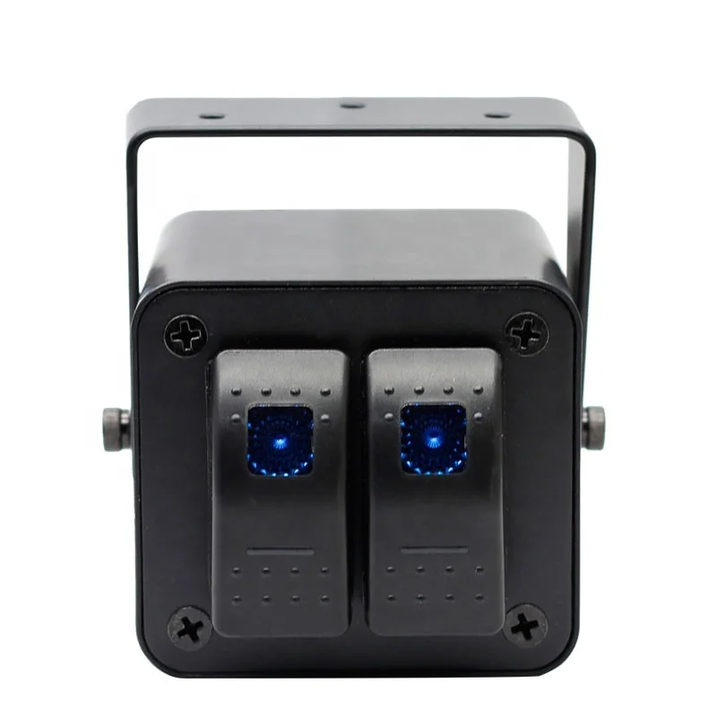 

2 Gang Rocker Switch Box 12V SPST ON Off Switch Waterproof Aluminum Rocker Switch Panel Night Glow