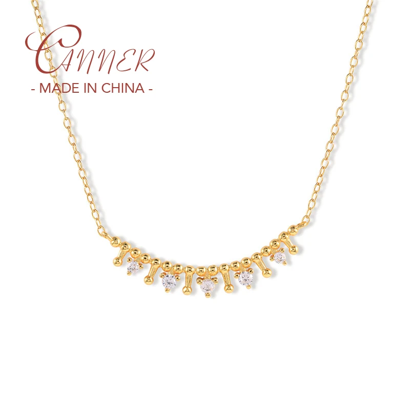 

CANNER 926 Sterling Silver Clavicle Chain Necklace Luxury Bling Zircon Pendant Necklaces For Lovers' Wedding Jewerly Collares