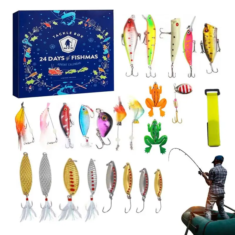 

Календарь для рыбалки, праздничный календарь для приманки для рыбалки, Рождество, сюрприз, приманка для рыбалки, изысканный подарок на Новый год 24 дня