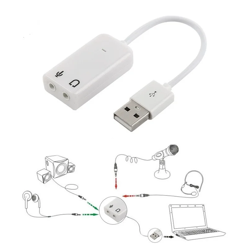 USB-звуковая карта Виртуальный 7 1 3D Внешний USB аудио адаптер к разъему 3 5 мм