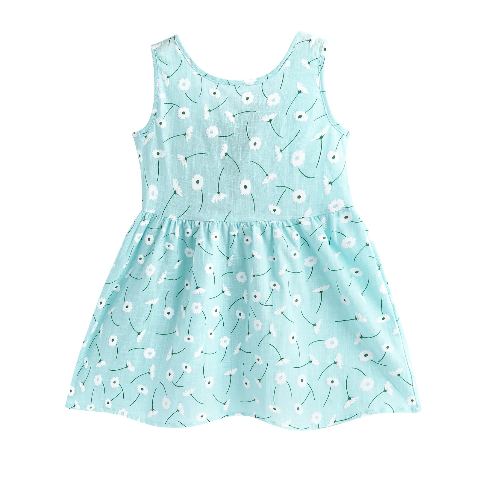 Платье на шнуровке без рукавов с открытым бантом сзади Хлопковые Платья круглым