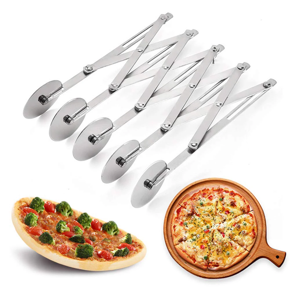 

3/4/5 Wheels Pizza Cutter Stainless Pizza Slicer Dough Divider Expandable Multi-Round Pastry Knife Baking Cutter Roller