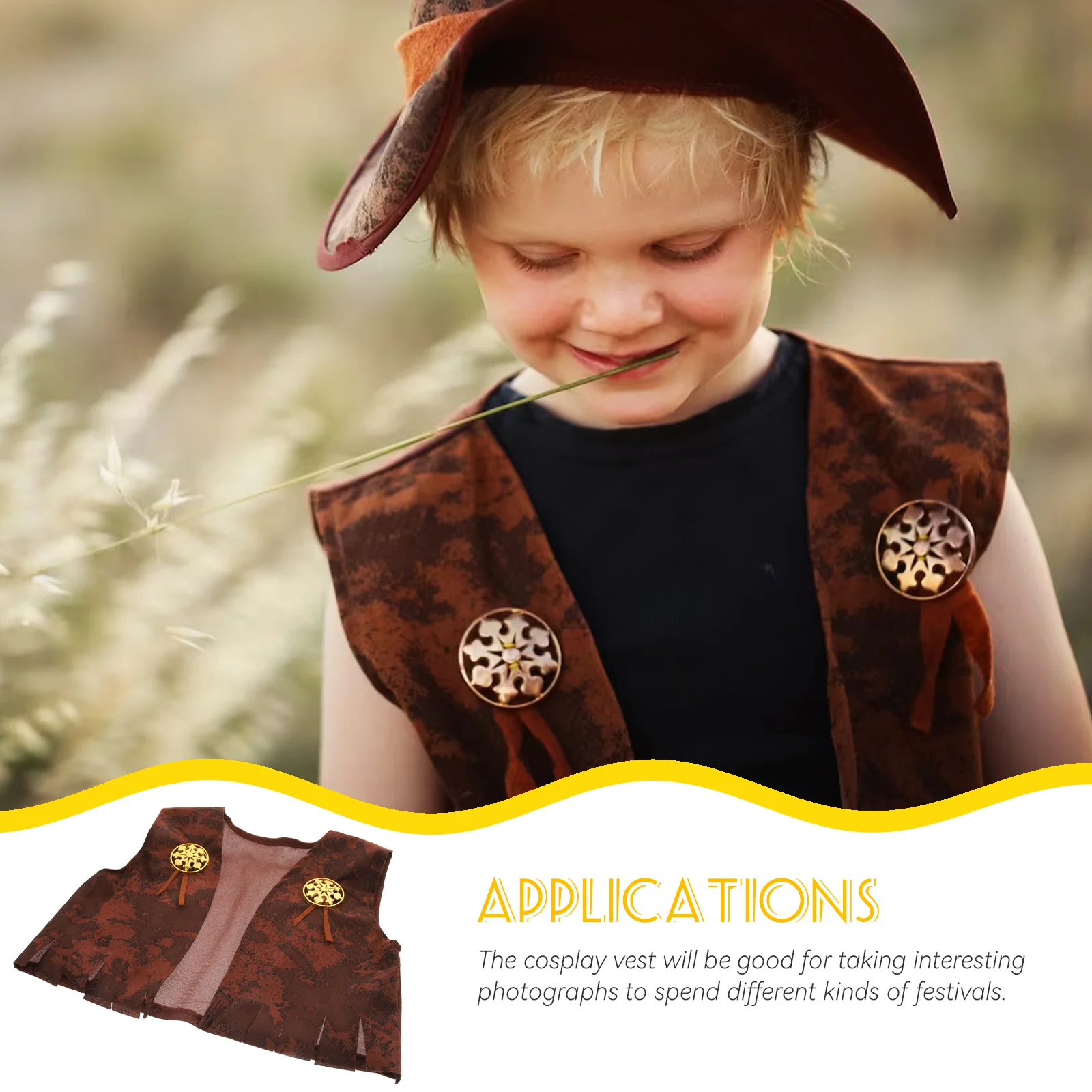 

Kids Tank Top Cowboy Clothes Party Aldult Knitted Fabric Children Western Vest Outfit