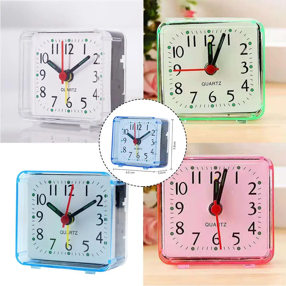 Square Alarm Clock Small Alarm Electronic Bed Compact Travel