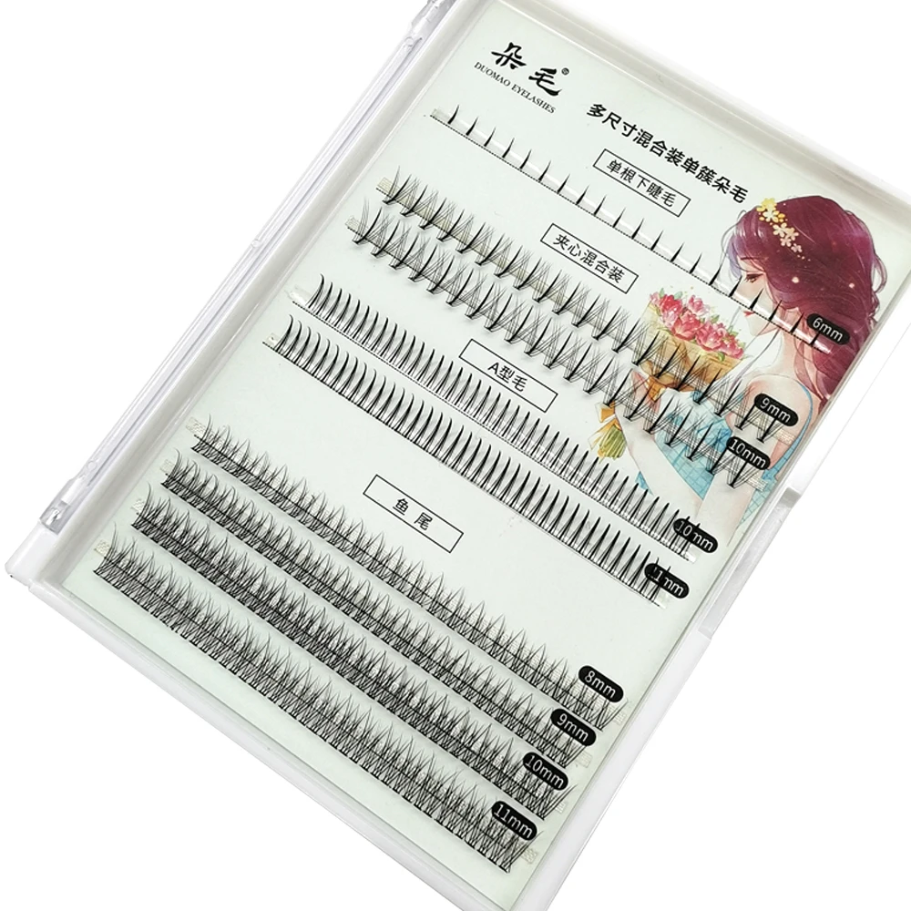 

A/M Fake Eyelashes Fashion Fishtail Sandwich Self-Grafting Mixed False Eyelash Premade Spiked Lashes Natural Soft Mink Eyelash